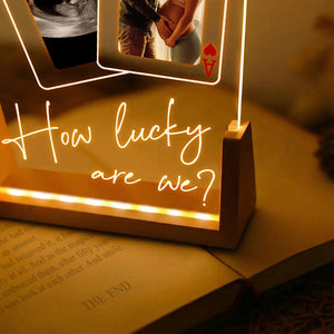 Custom Photo How Lucky Are We Family Mother Father - Personalized Night Light