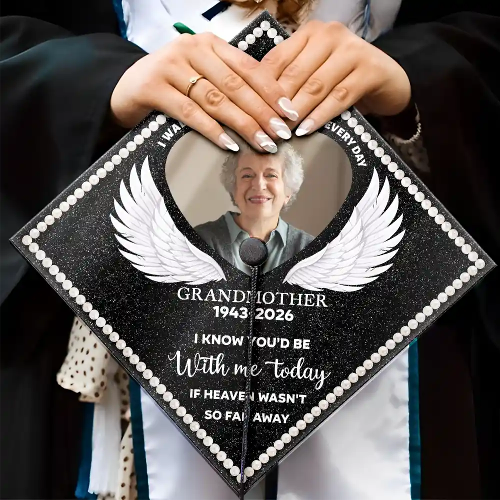 Custom Photo I Am Walking Beside You Every Step Of The Way - Personalized Graduation Cap Topper
