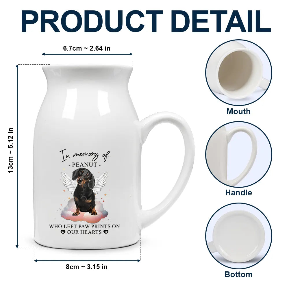 Custom Photo Paw Prints On Our Hearts Memorial Dog Cat - Personalized Ceramic Flower Vase