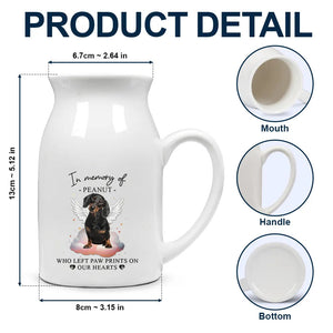 Custom Photo Paw Prints On Our Hearts Memorial Dog Cat - Personalized Ceramic Flower Vase