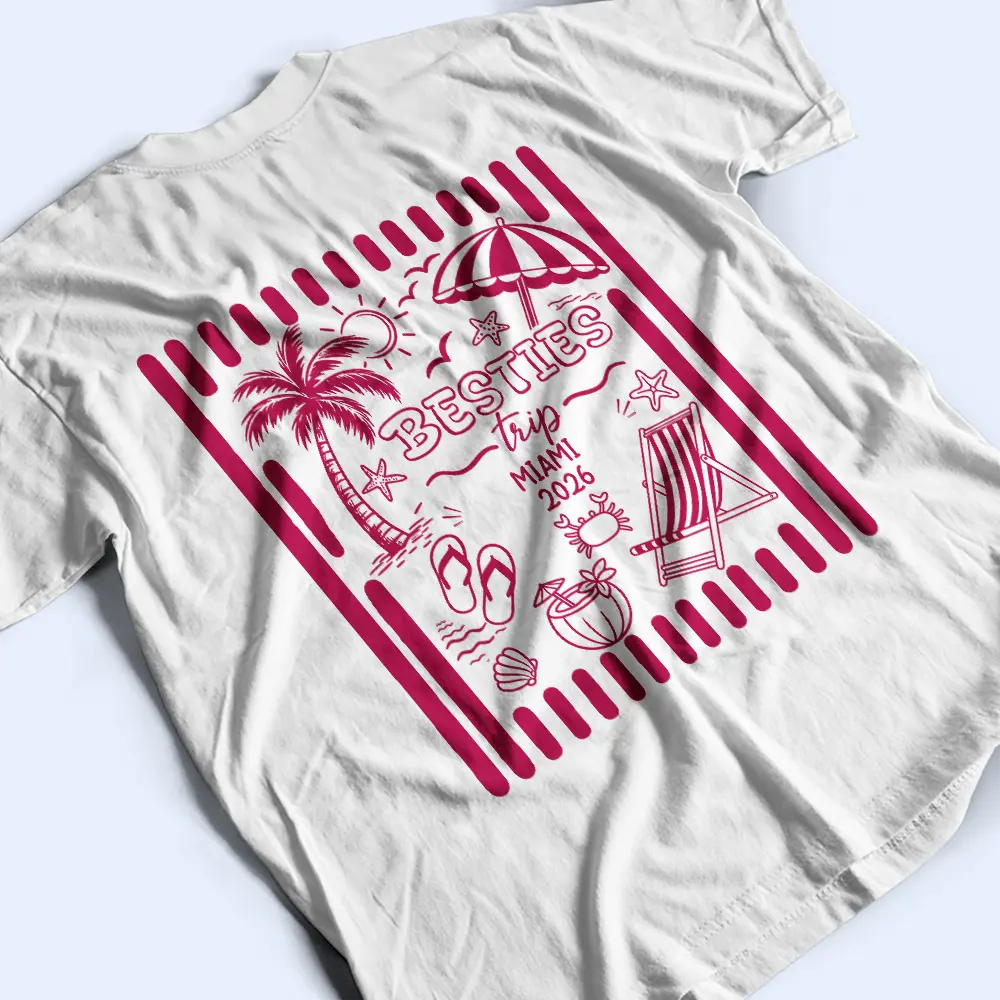 Custom Photo Pencil Sketch Beach Crew Besties Trip - Personalized T Shirt