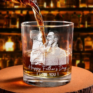 Custom Photo Pencil Sketch Best Dad Ever - Personalized Whiskey Glass