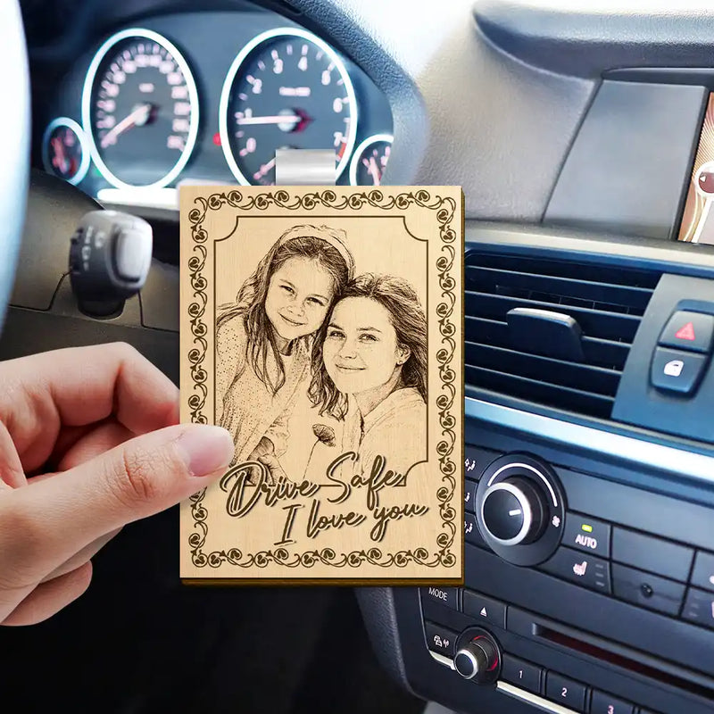 Custom Photo Pencil Sketch Drive Safe I Love You - Personalized Custom Shaped Car Visor Clip CustomPhotoPencilSketchDriveSafeILoveYou-MK2.jpg