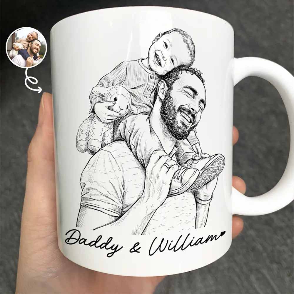 Little Moments Pencil Sketch Photo - Personalized White Mug