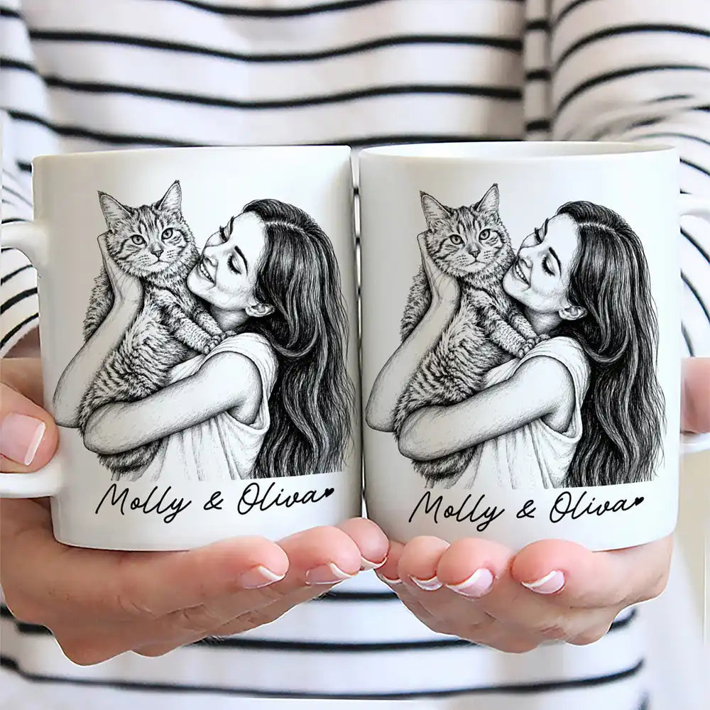 Little Moments Pencil Sketch Photo - Personalized White Mug