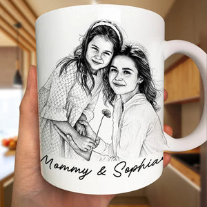 Little Moments Pencil Sketch Photo - Personalized White Mug