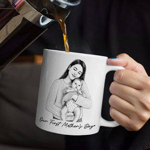 Little Moments Pencil Sketch Photo - Personalized White Mug