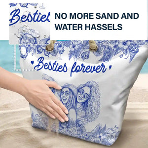 Custom Photo Pencil Sketch Girls Trip Family Trip - Personalized Beach Bag