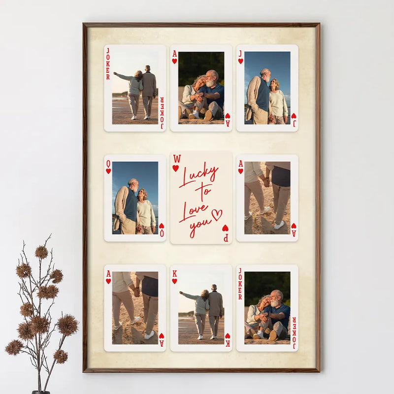 Custom Photo Playing Card Couple Lucky In Love - Personalized Poster