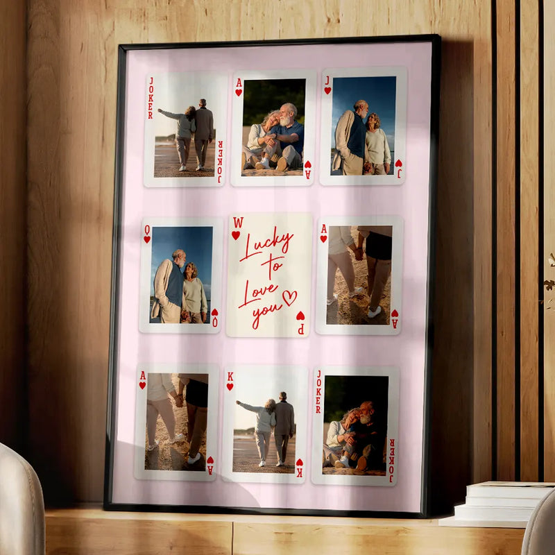 Custom Photo Playing Card Couple Lucky In Love - Personalized Poster