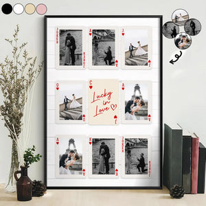Custom Photo Playing Card Couple Lucky In Love - Personalized Poster