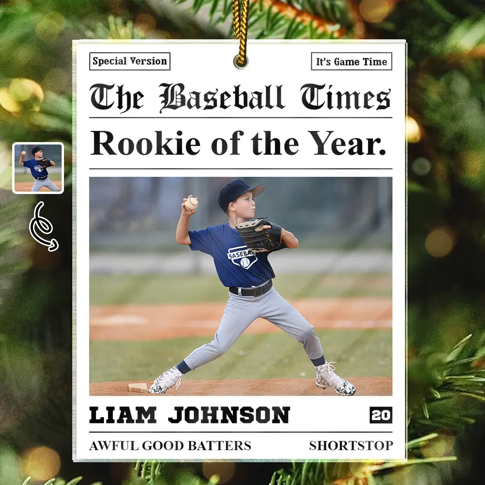 Custom Photo The Baseball Times - Personalized Custom Shaped Acrylic Ornament
