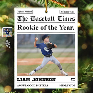 Custom Photo The Baseball Times - Personalized Custom Shaped Acrylic Ornament