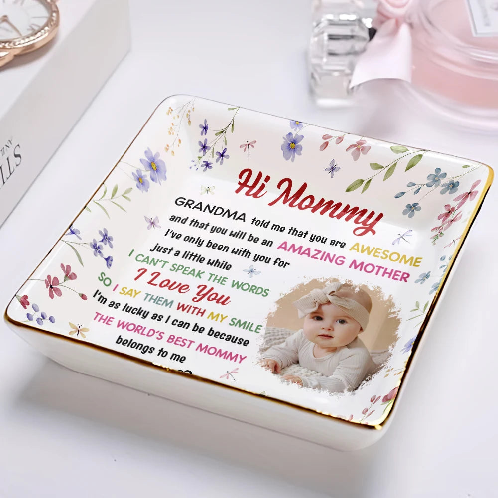 Custom Photo The World's Best Mommy Belongs To Me - Personalized Ring Dish