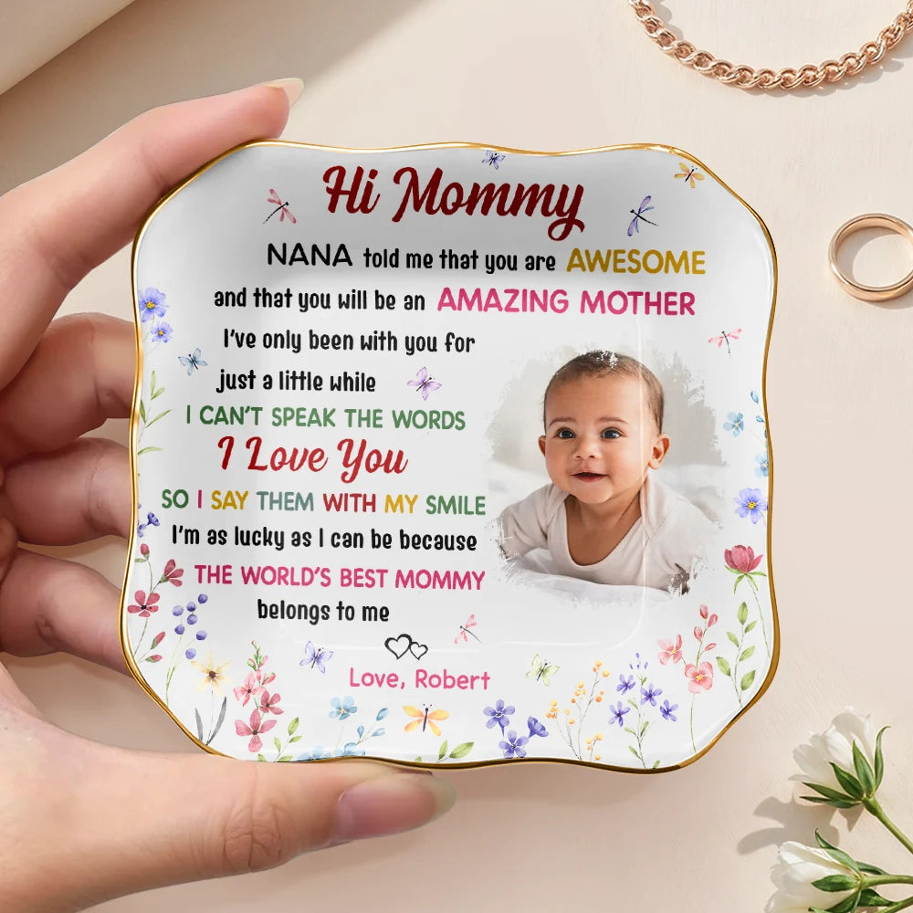 Custom Photo The World's Best Mommy Belongs To Me - Personalized Ring Dish