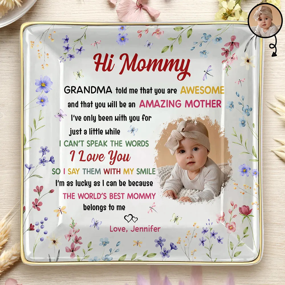 Custom Photo The World's Best Mommy Belongs To Me - Personalized Ring Dish