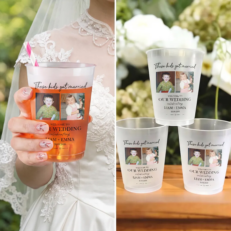 Custom Photo These Kids Got Married Vintage - Personalized Frosted Cups