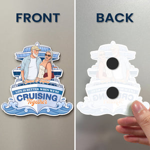 Custom Photo Cartoon Art Cruise Partners Cruise Door Decor Gift For Couple - Personalized Magnet