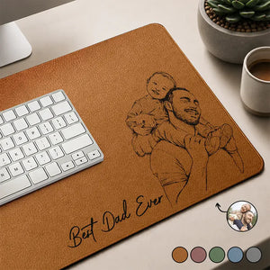 We Love You Custom Photo Sketch Line Art Father's Day Gift For Husband, Dad - Personalized Desk Mat