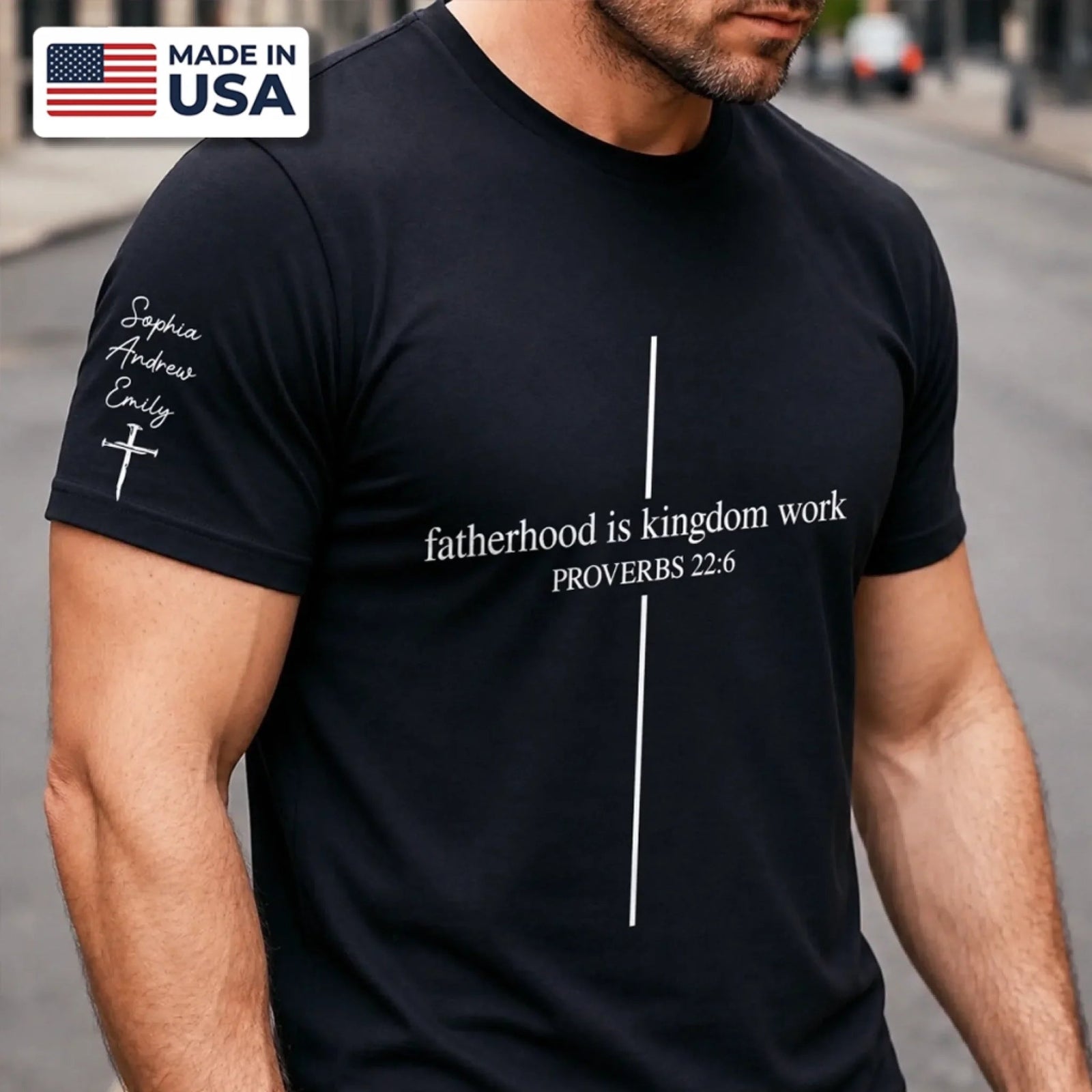 My First Hero, My Forever Hero - T-Shirt With Design On Sleeve - Personalized Father's Day Birthday Gifts For Dad, Grandpa