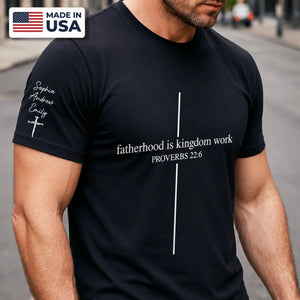 My First Hero, My Forever Hero - T-Shirt With Design On Sleeve - Personalized Father's Day Birthday Gifts For Dad, Grandpa