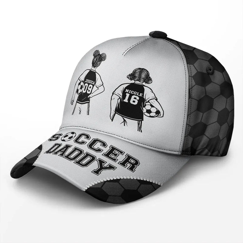 Soccer Football Dad Papa Kids Backside Line Art - Personalized Classic Cap