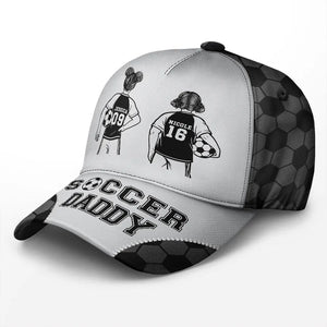 Soccer Football Dad Papa Kids Backside Line Art - Personalized Classic Cap