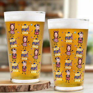 Custom Photo Stars & Stripes Best Dad Grandpa Ever - Personalized Beer Glass