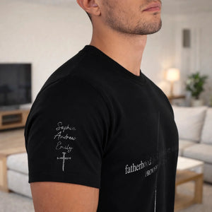 My First Hero, My Forever Hero - T-Shirt With Design On Sleeve - Personalized Father's Day Birthday Gifts For Dad, Grandpa