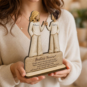 Besties Forever Pinky Promise 2D Flat - Personalized Wooden Plaque - Friendship Keepsake