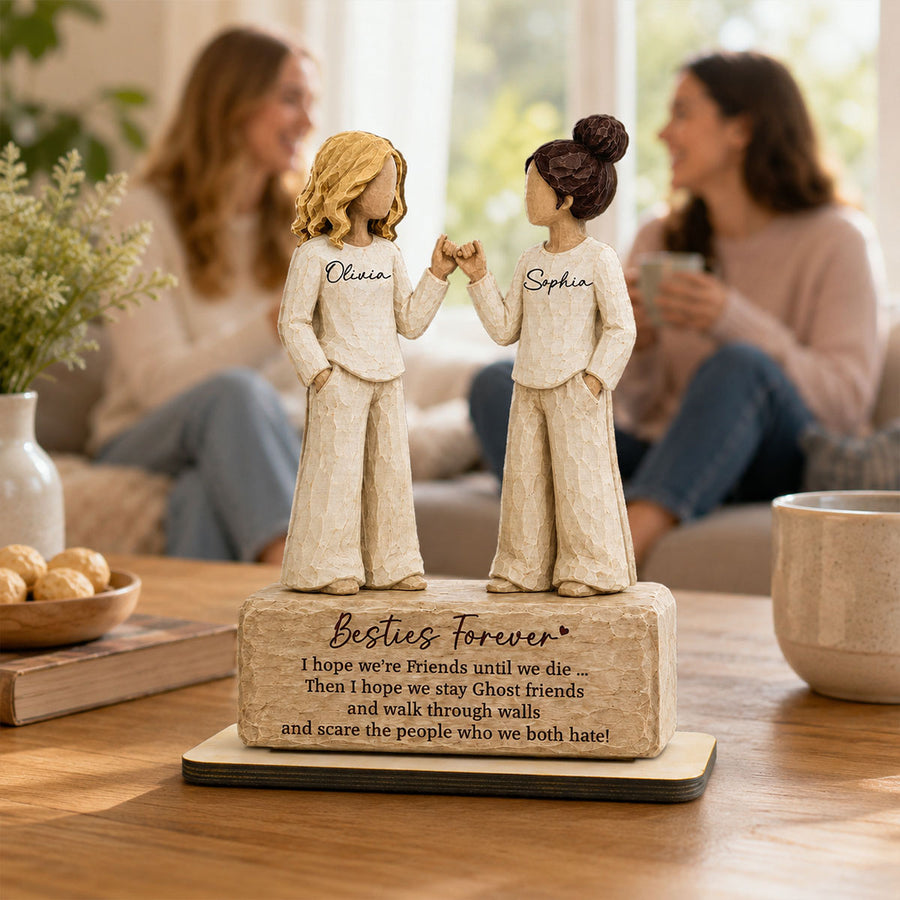 Besties Forever Pinky Promise 2D Flat - Personalized Wooden Plaque - Friendship Keepsake