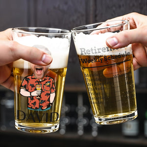 Retirement Weekly Schedule, Personalized Custom Beer Glass, Gift For Retiree