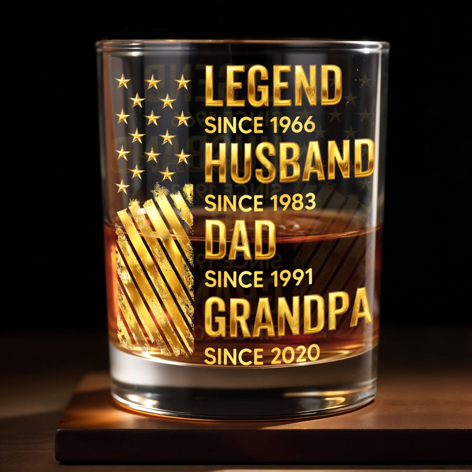 Legend Husband Dad Grandpa Whiskey Glass, Personalized Custom Whiskey Glass, Gift For Dad and Grandpa Lovers