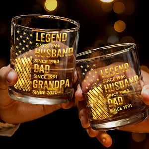 Legend Husband Dad Grandpa Whiskey Glass, Personalized Custom Whiskey Glass, Gift For Dad and Grandpa Lovers