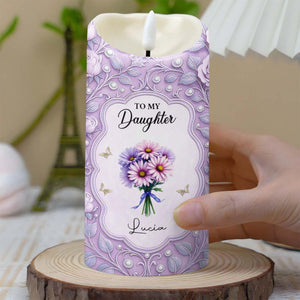 To My Daughter, Candle With Flowers And Hearts, Gift For Daughters
