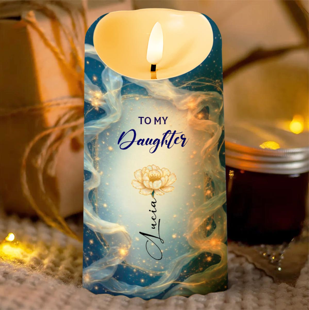 To My Daughter, Loving Words From Mom, Custom LED Candle, Gift For Daughters