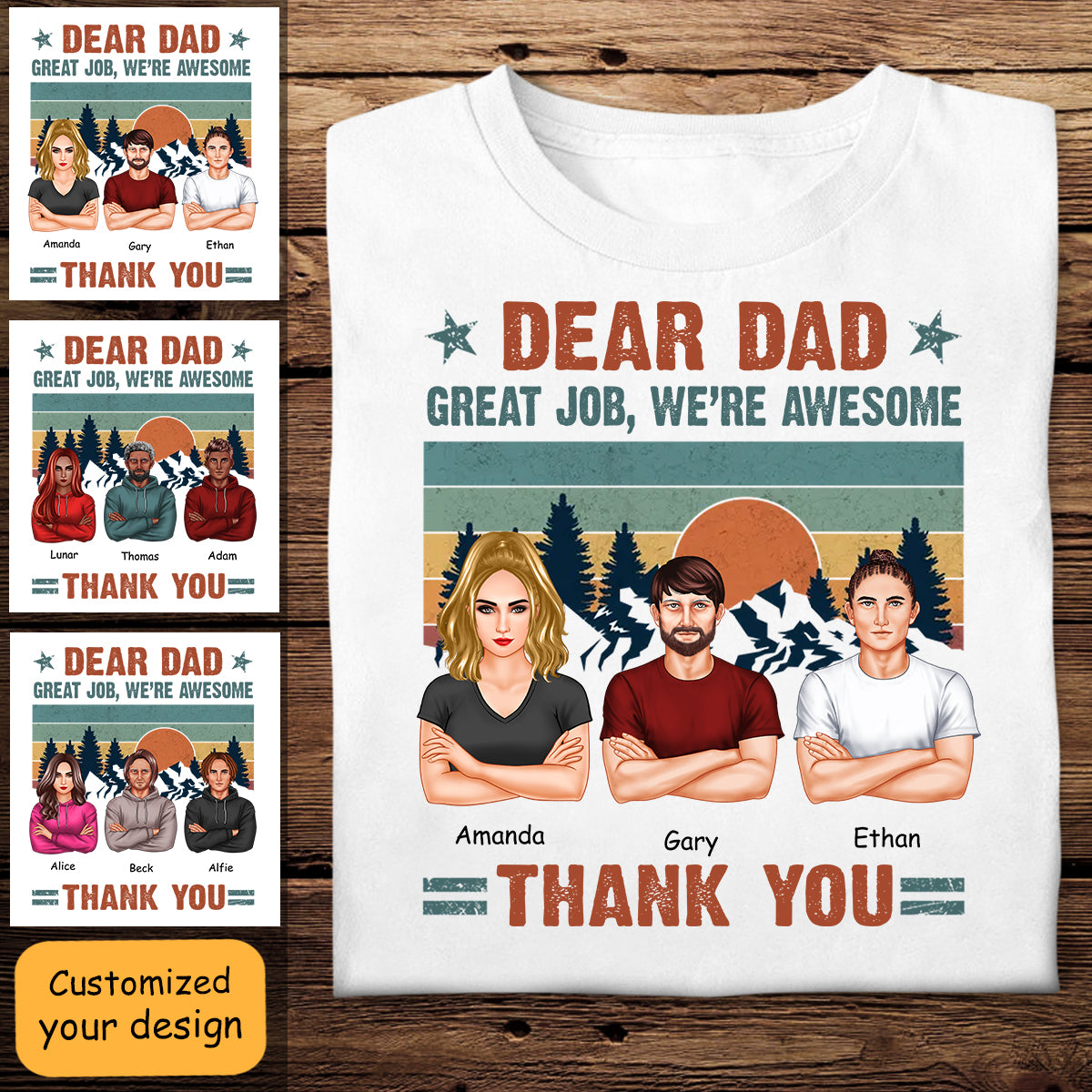 Dear Dad Great Job Retro Vintage - Personalized Apparel - Gift For Father, Dad, Daddy, Father's Day