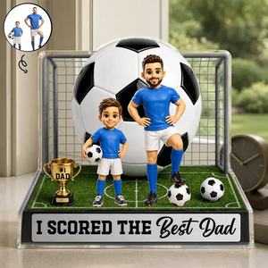 Custom Photo Toybox Figure We Scored The Best Dad - Personalized Custom Shaped Acrylic Block