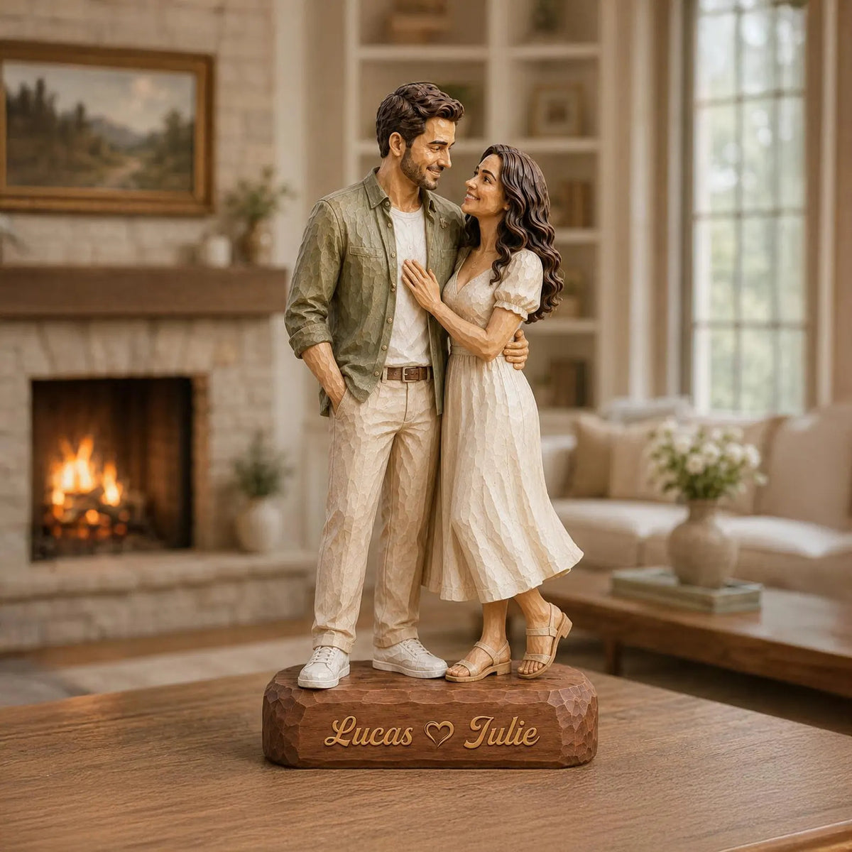 Custom Portrait Wooden Sign, Personalized Couple Wooden Plaque, Wedding Anniversary Gift, Family Photo Block, Home Decor Sculpture