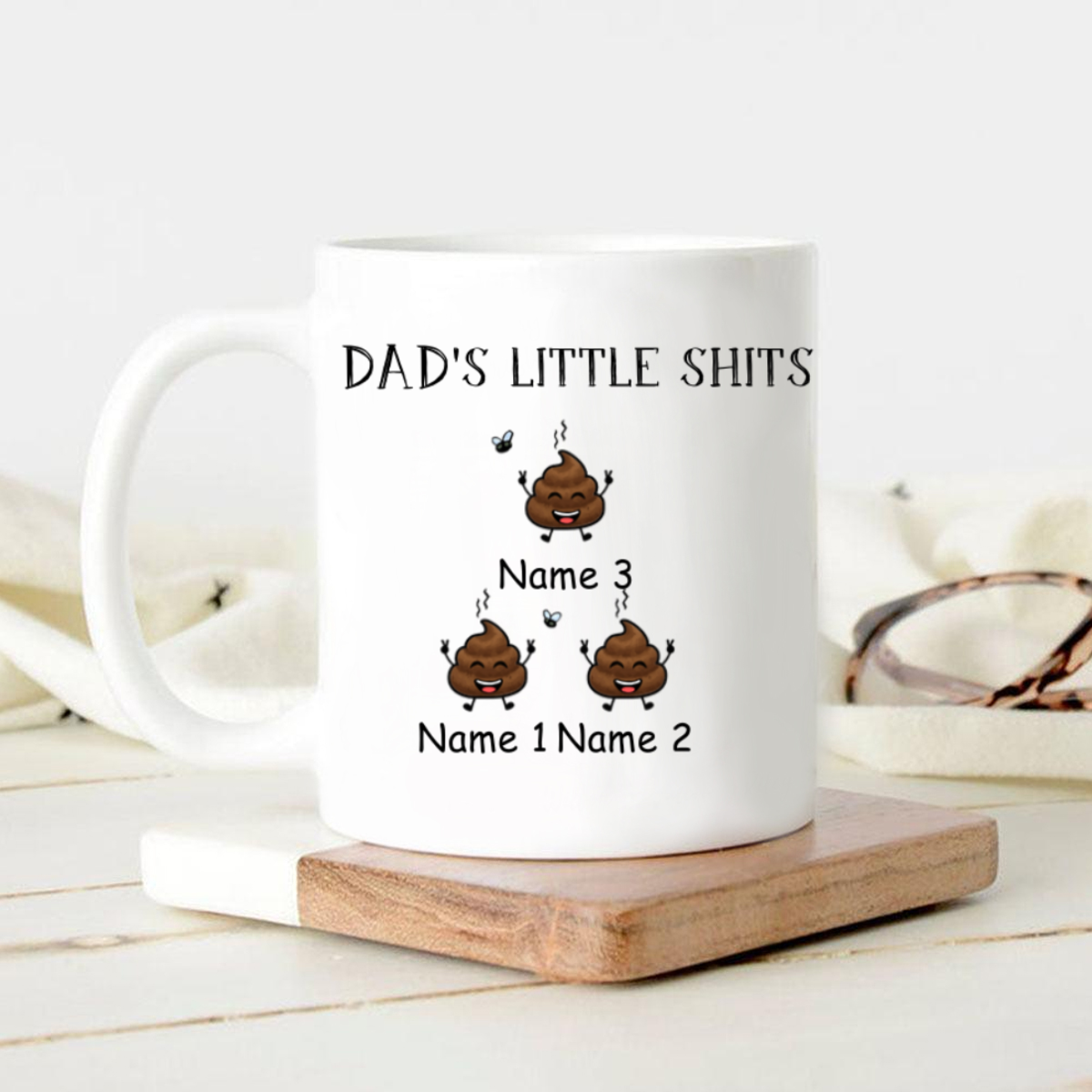 Dad s Little Shits Personalized Mug, Funny Fathers Day Gifts, Personalized Dad Mug