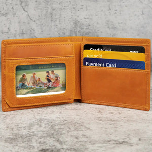 Custom Photo Pencil Sketch Family Dog Cat Portrait - Personalized Engraved Leather Wallet
