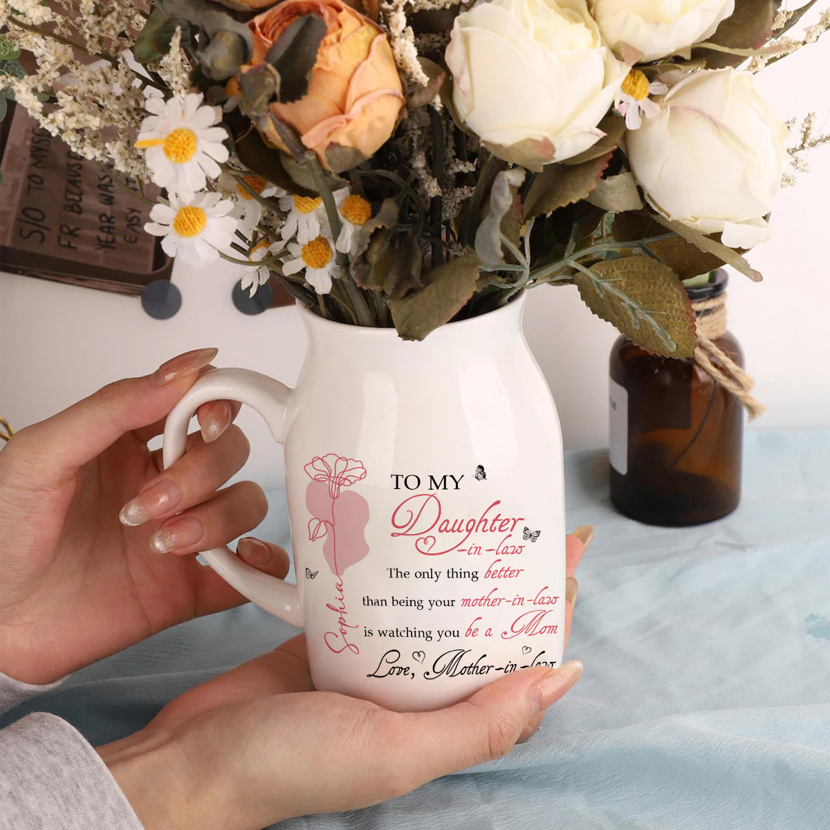 The Only Thing Better Than Being Your Mother Vase, Daughter In Law Flower Mug, New Mom Gift, Mothers Day Gift For Daughter In Law From Mom