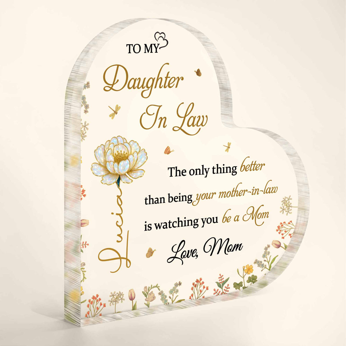To My Daughter In Law, The Joy of Watching You Be a Mom, Personalized Heart Shaped Acrylic Plaque, Gift For Daughter-In-Laws