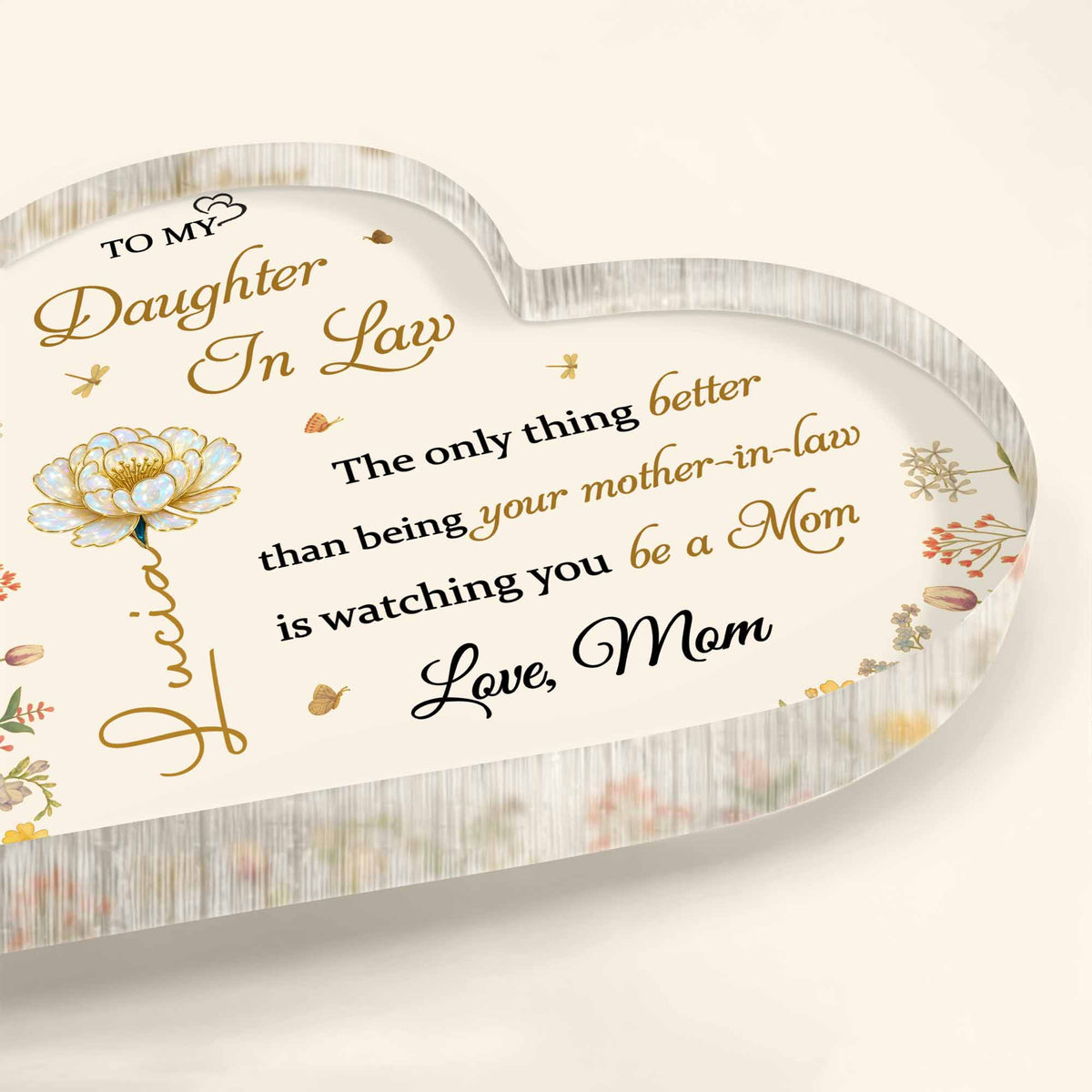 To My Daughter In Law, The Joy of Watching You Be a Mom, Personalized Heart Shaped Acrylic Plaque, Gift For Daughter-In-Laws