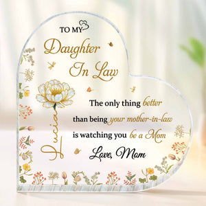 To My Daughter In Law, The Joy of Watching You Be a Mom, Personalized Heart Shaped Acrylic Plaque, Gift For Daughter-In-Laws