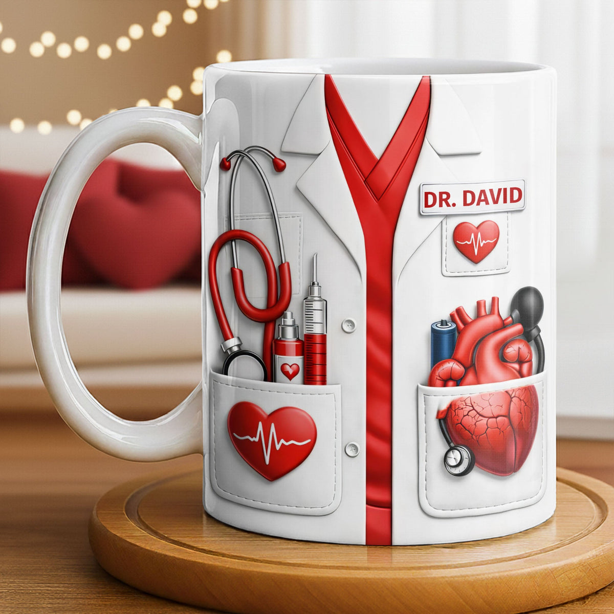 To My Favorite Doctor, Medical Tools and Heartbeat, Medical Coffee Mug 11oz, Perfect Gift for Doctors and Healthcare Workers