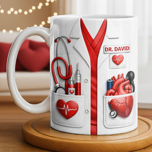 To My Favorite Doctor, Medical Tools and Heartbeat, Medical Coffee Mug 11oz, Perfect Gift for Doctors and Healthcare Workers