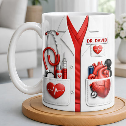 To My Favorite Doctor, Medical Tools and Heartbeat, Medical Coffee Mug 11oz, Perfect Gift for Doctors and Healthcare Workers