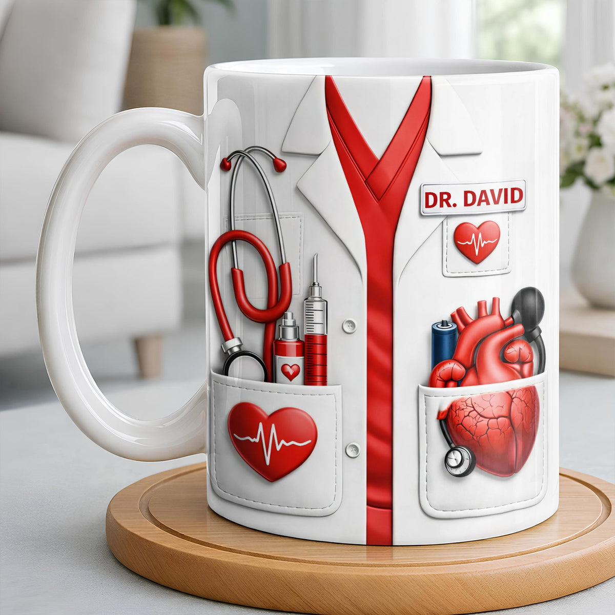 To My Favorite Doctor, Medical Tools and Heartbeat, Medical Coffee Mug 11oz, Perfect Gift for Doctors and Healthcare Workers
