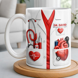 To My Favorite Doctor, Medical Tools and Heartbeat, Medical Coffee Mug 11oz, Perfect Gift for Doctors and Healthcare Workers